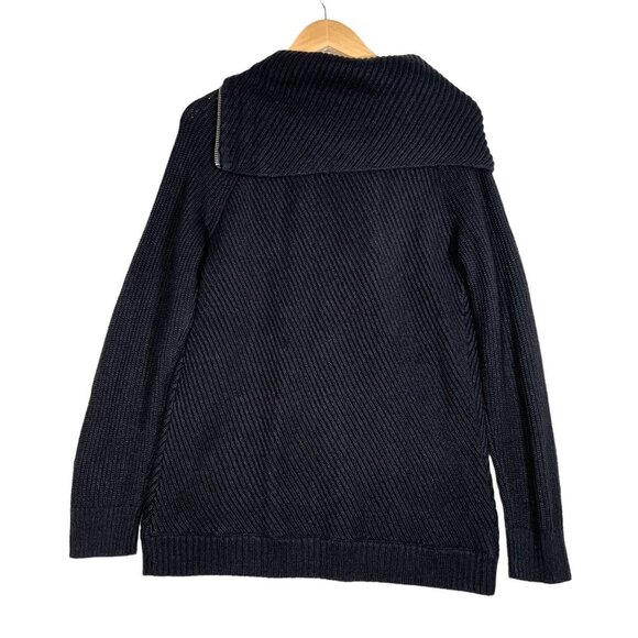 TALBOTS Split Neck Cotton Blend Sweater BLACK so M - Picture 6 of 8